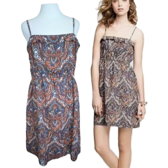 J Crew Candace Paisley Spaghetti Strap Dress - Picture 1 of 16